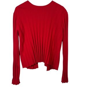 Derek Lam 10‎ Crosby Womens Cardigan Medium Red Knit Sweater Open Tie Back Bows